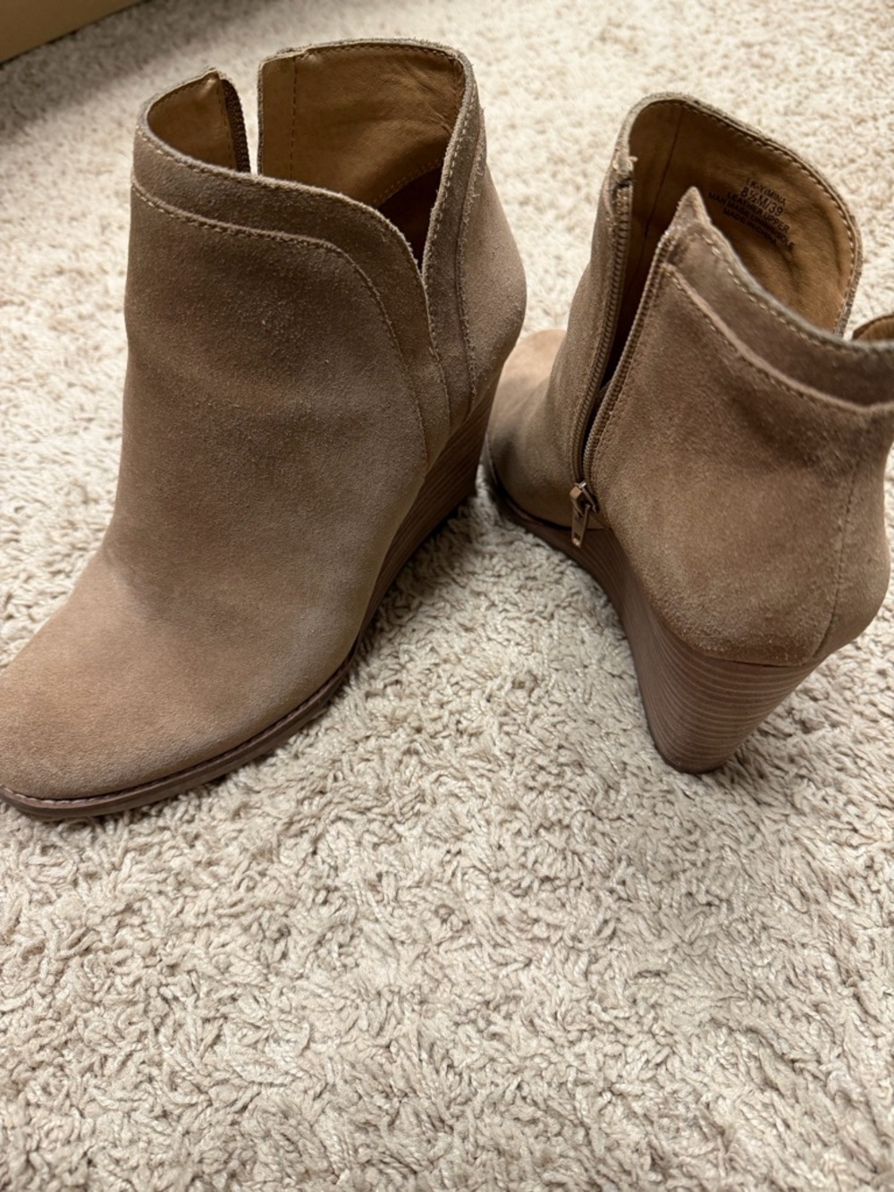 Lucky Brand Suede Ankle Booties in Taupe